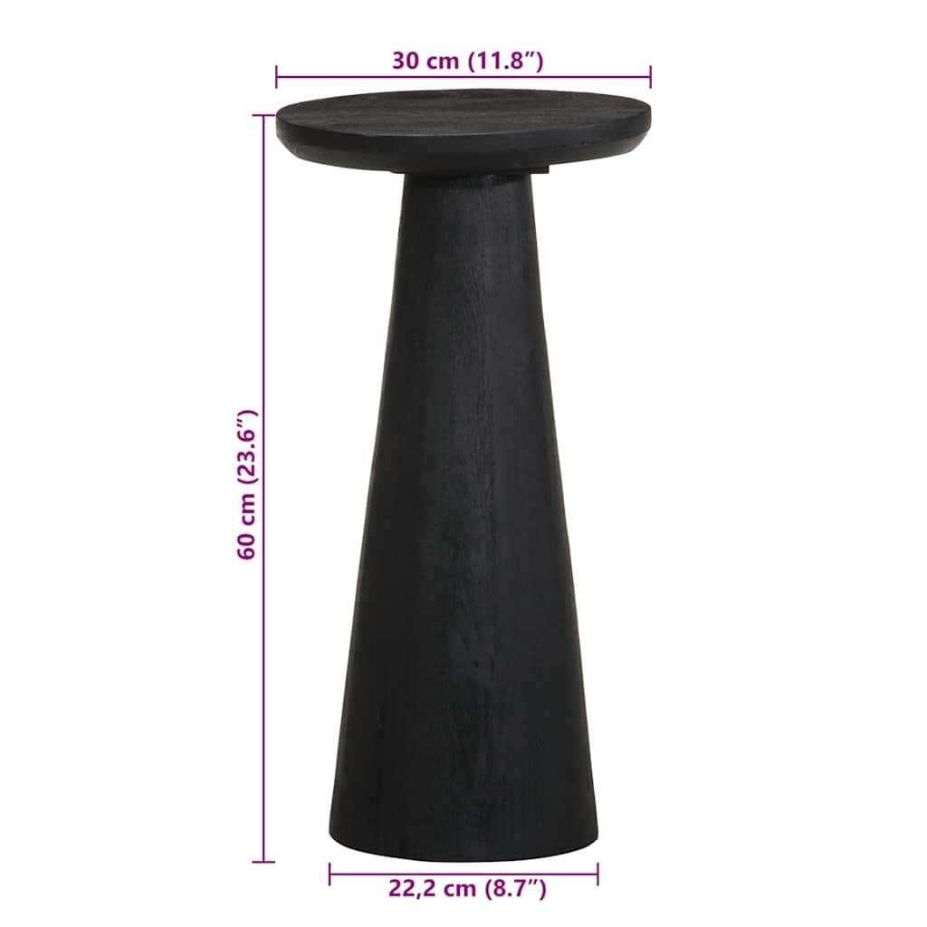 Table d'appoint noir Ø30x60 cm bois de manguier massif