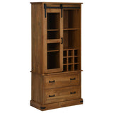 Armoire à vin HALDEN avec casiers à vin porte coulissante pin