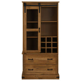 Armoire à vin HALDEN avec casiers à vin porte coulissante pin