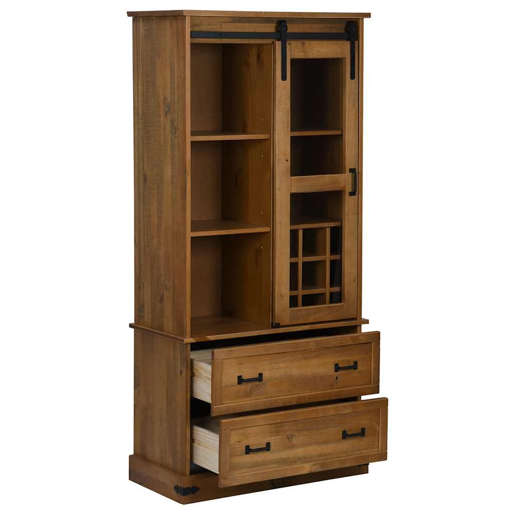 Armoire à vin HALDEN avec casiers à vin porte coulissante pin