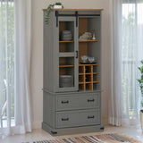 Armoire à vin HALDEN casiers à vin porte coulissante gris pin