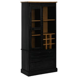 Armoire à vin HALDEN casiers à vin porte coulissante noir pin