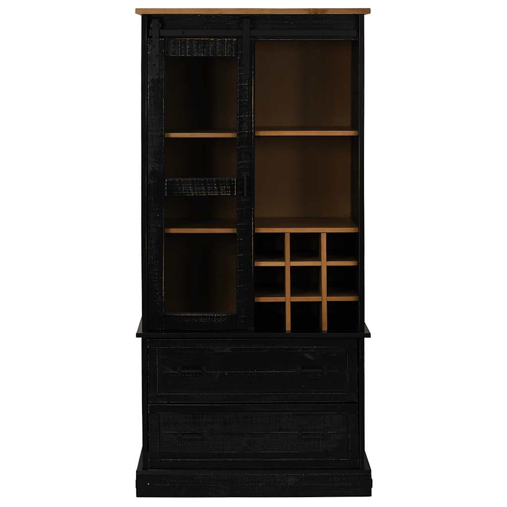 Armoire à vin HALDEN casiers à vin porte coulissante noir pin