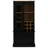 Armoire à vin HALDEN casiers à vin porte coulissante noir pin