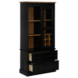 Armoire à vin HALDEN casiers à vin porte coulissante noir pin