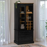 Armoire à vin HALDEN casiers à vin porte coulissante noir pin