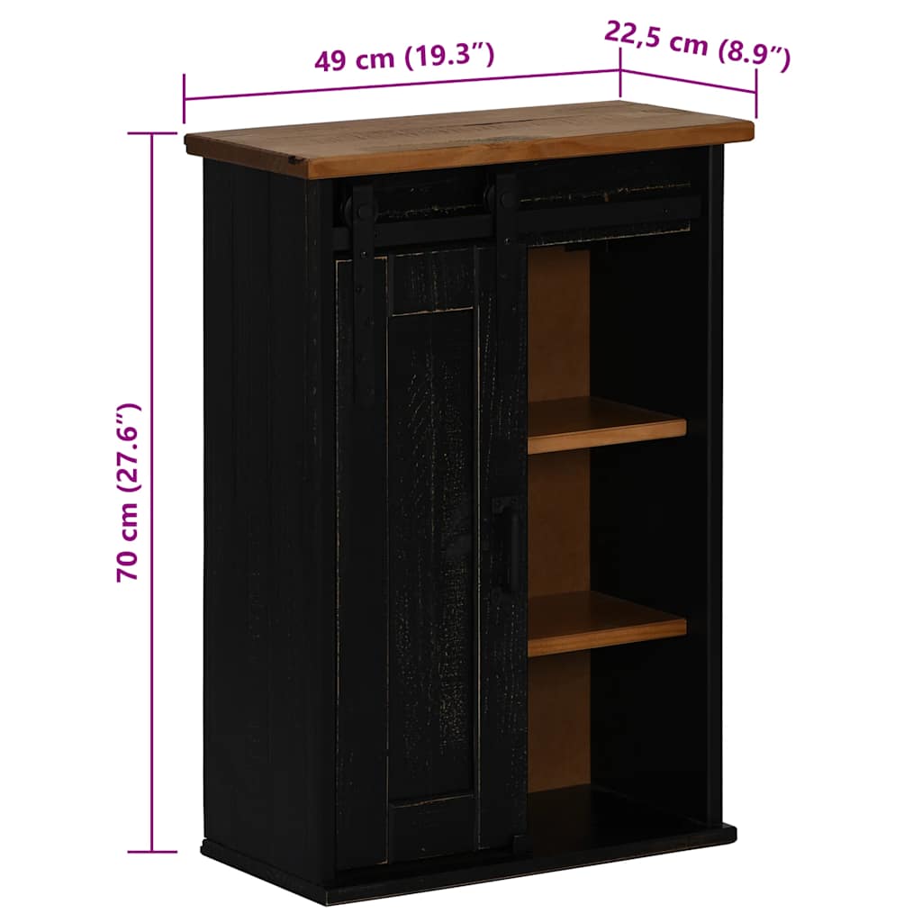 Armoire suspendue HALDEN porte coulissante noir 49x22,5x70 cm