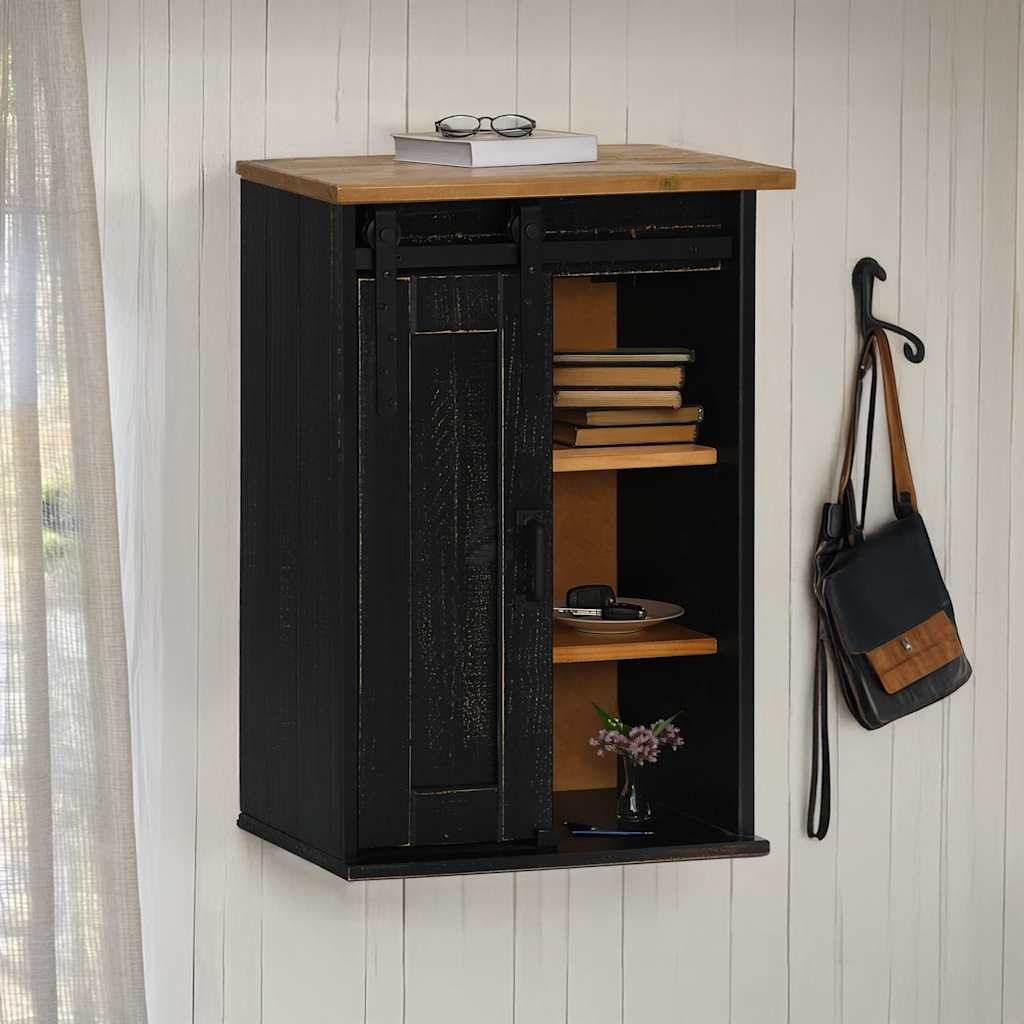 Armoire suspendue HALDEN porte coulissante noir 49x22,5x70 cm