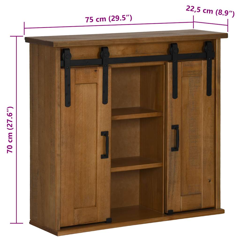 Armoire suspendue HALDEN 2 portes coulissantes 75x22,5x70cm pin