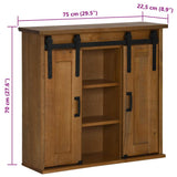 Armoire suspendue HALDEN 2 portes coulissantes 75x22,5x70cm pin