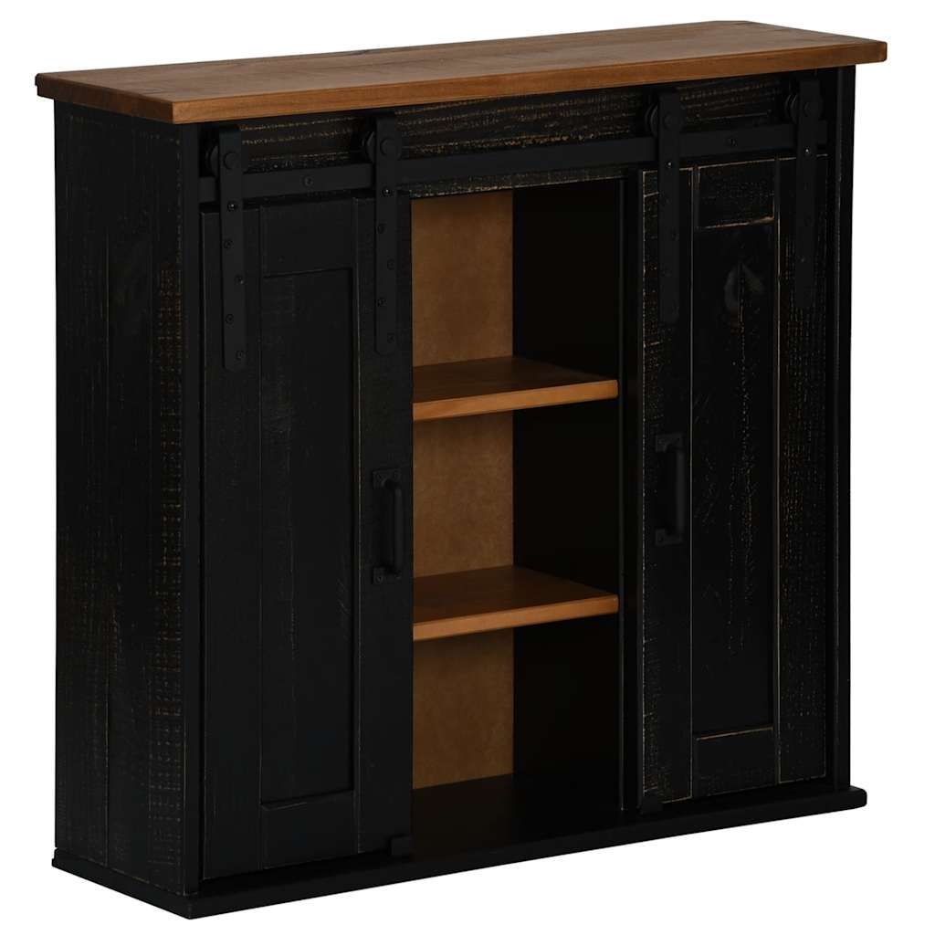 Armoire suspendue HALDEN 2 portes coulissantes noir pin