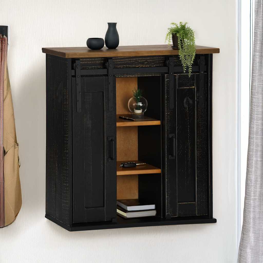 Armoire suspendue HALDEN 2 portes coulissantes noir pin