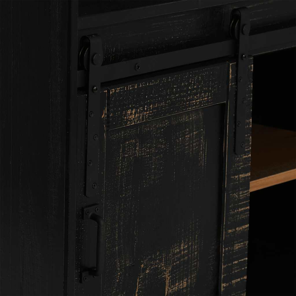 Armoire à vin HALDEN casiers à vin porte coulissante noir pin