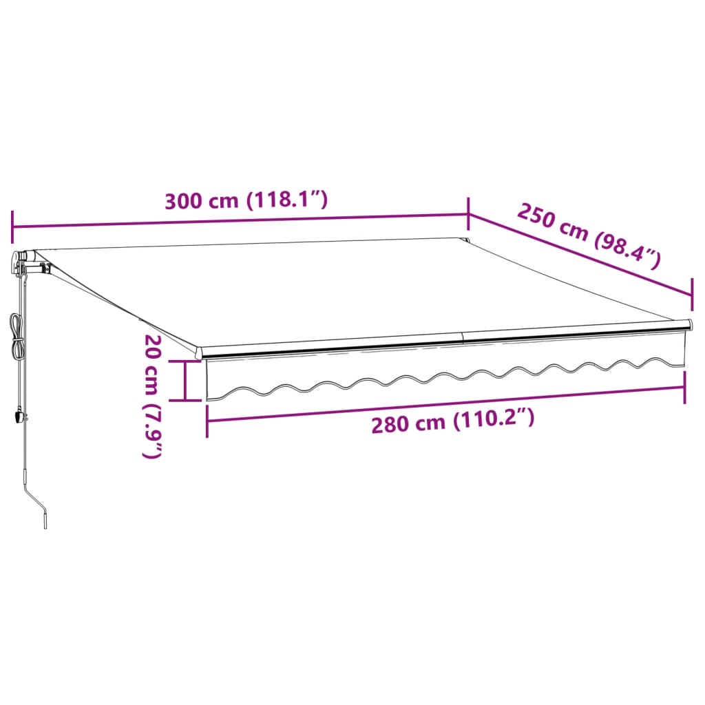 Auvent rétractable automatique bordeaux 300x250 cm