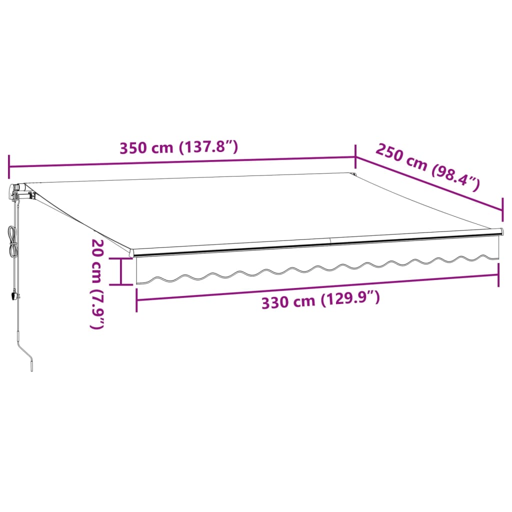 Auvent rétractable automatique bordeaux 350x250 cm