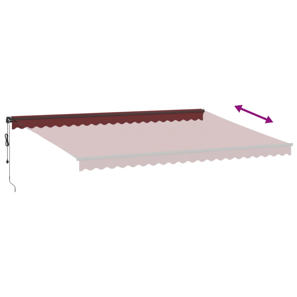 Auvent rétractable automatique avec LED bordeaux 500x300 cm