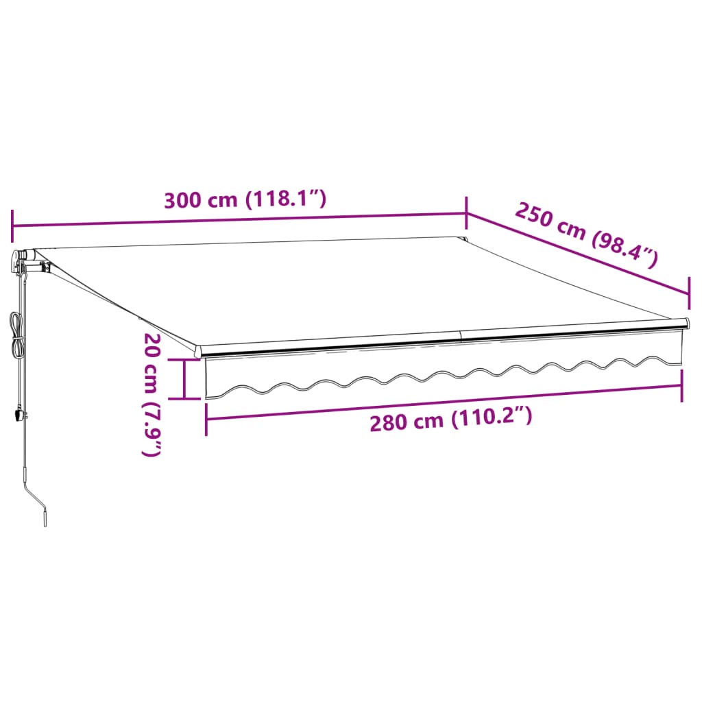 Automatic retractable awning brown 300x250 cm