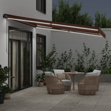 Manual retractable awning with LED brown 400x300 cm