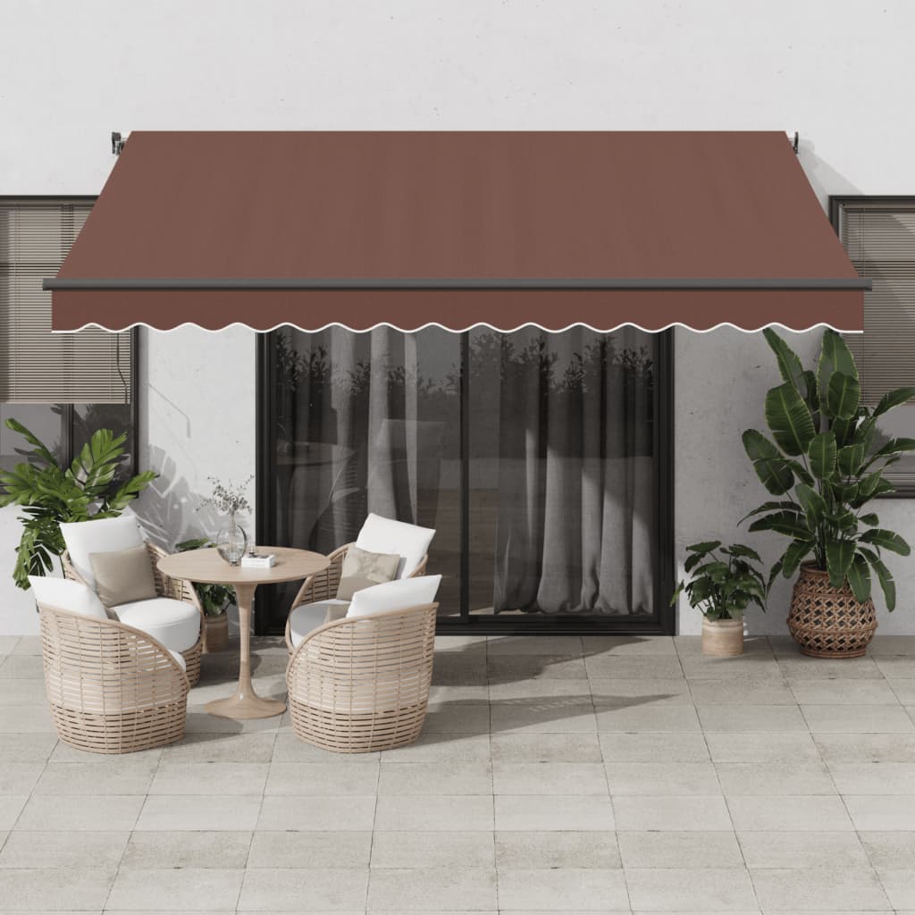 Automatic retractable awning with LED brown 400x300 cm