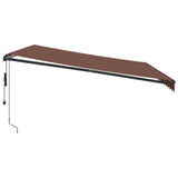 Automatic retractable awning with LED brown 450x300 cm