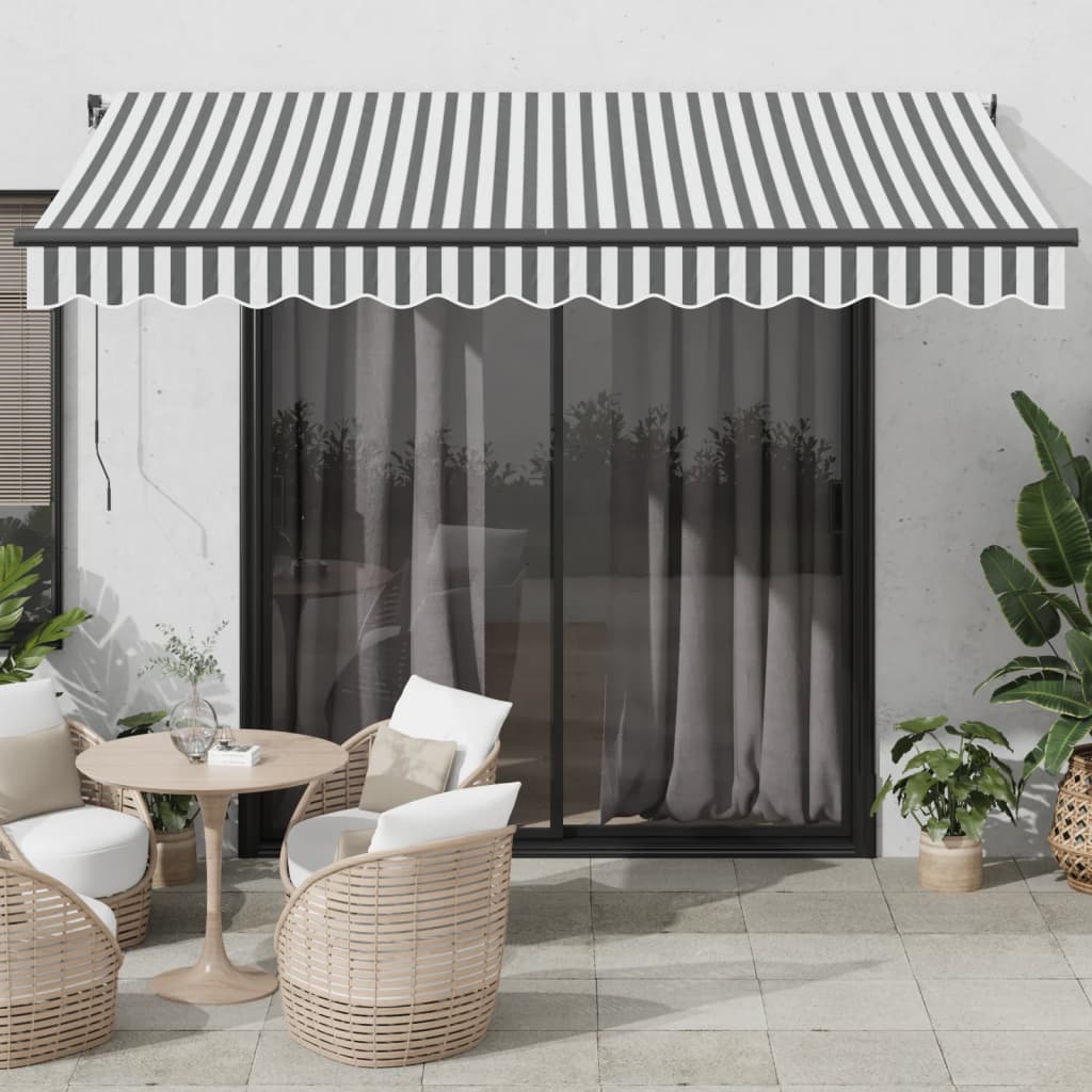 Automatic retractable awning anthracite and white 350x250 cm