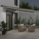 Manual retractable awning with LED anthracite white 600x300 cm