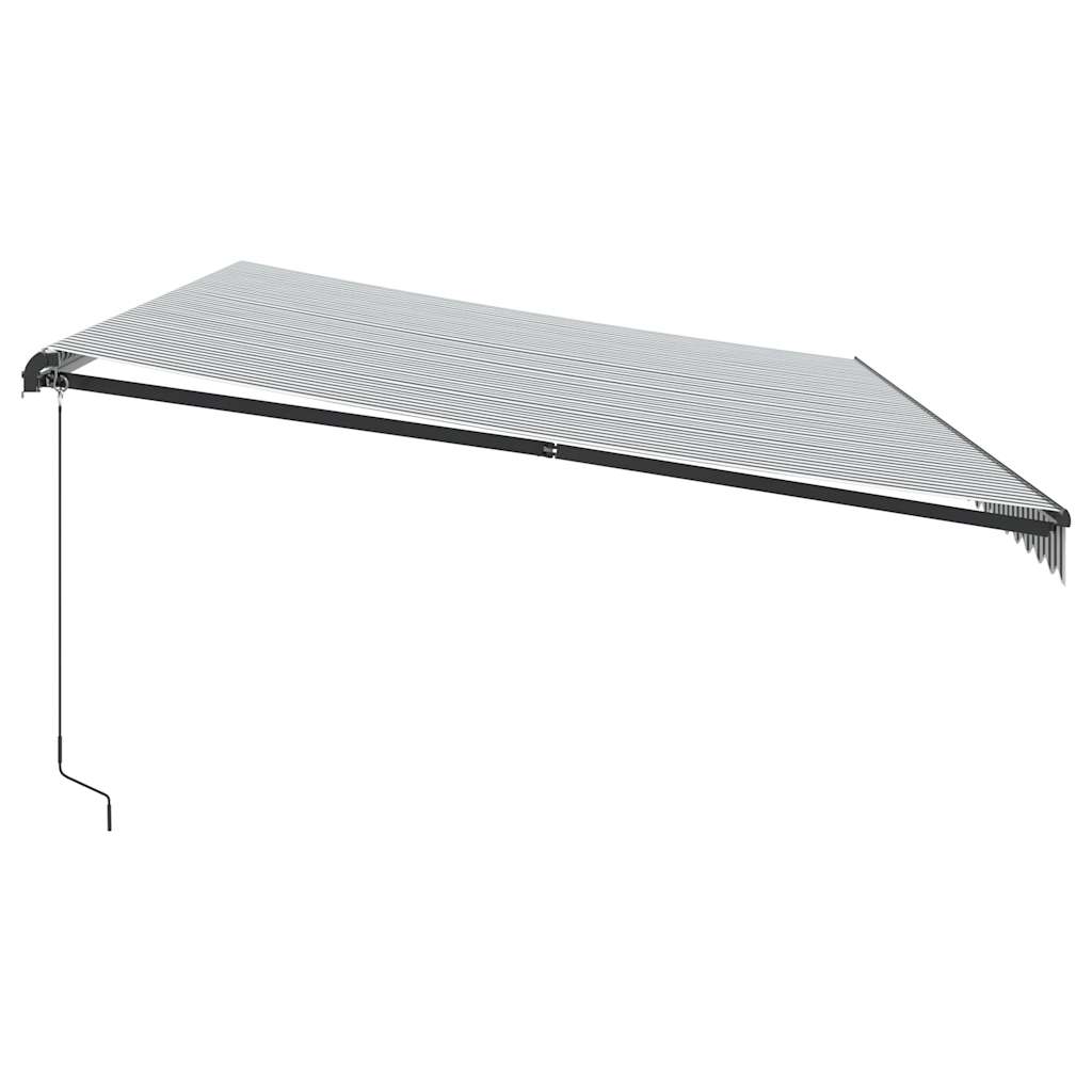 Manual retractable awning with LED anthracite white 600x300 cm