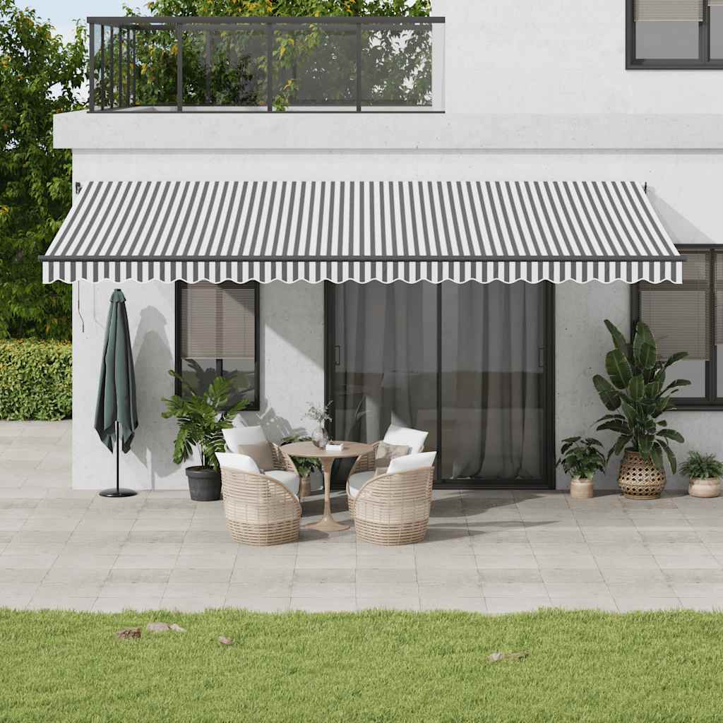 Manual retractable awning with LED anthracite white 600x300 cm