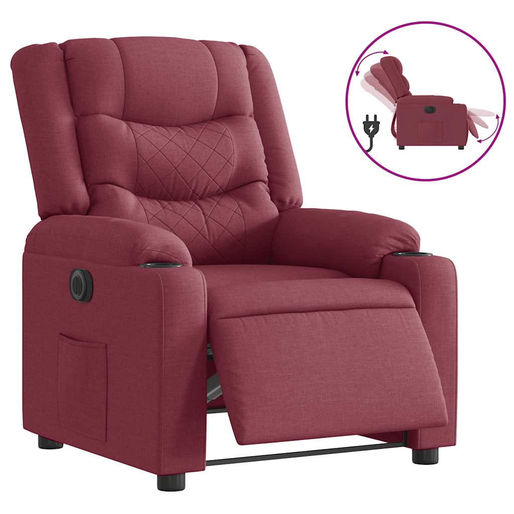 Fauteuil inclinable électrique Rouge bordeaux Tissu