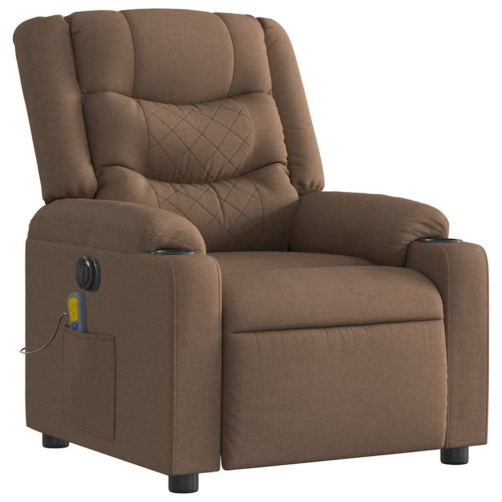 Fauteuil inclinable de massage électrique marron tissu