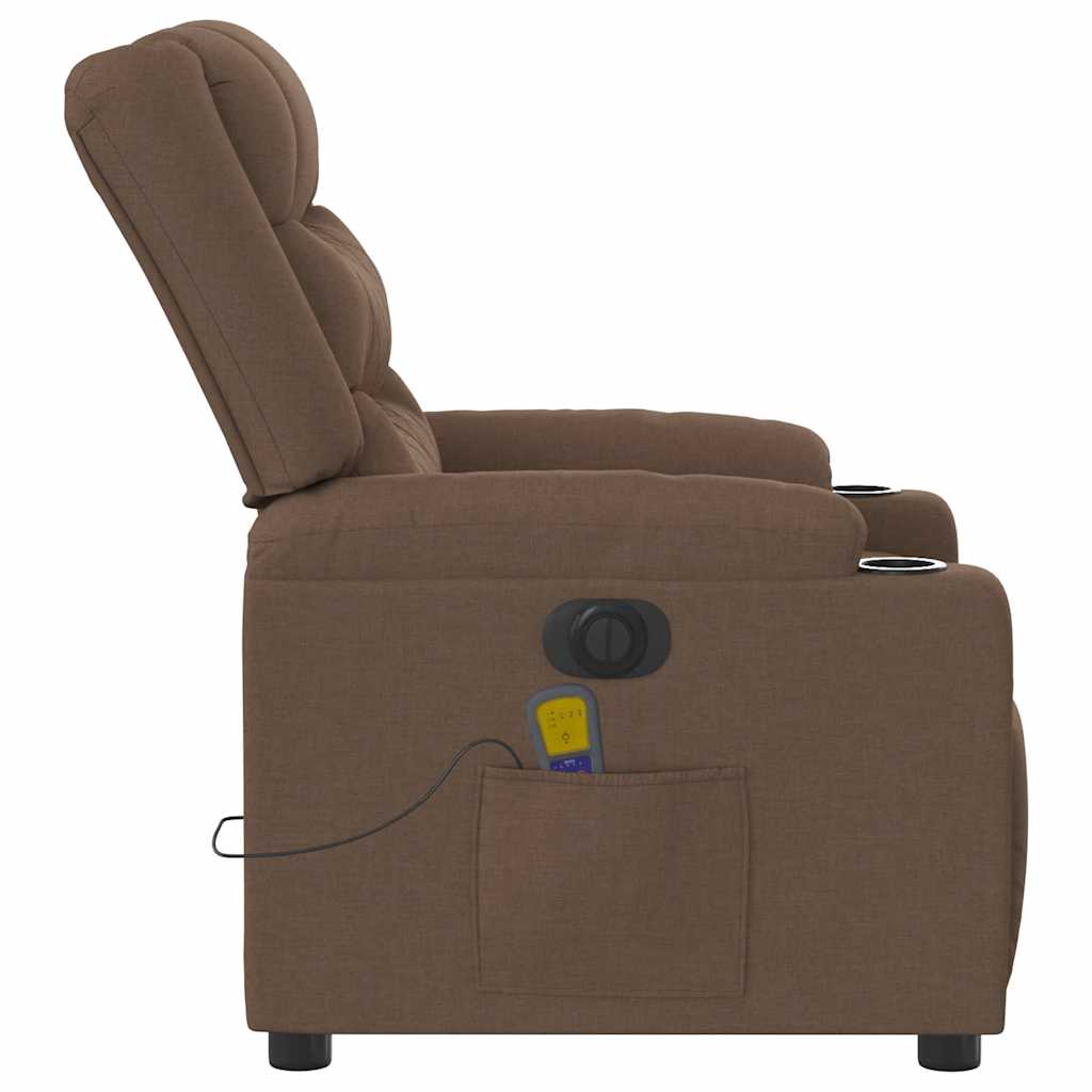 Fauteuil inclinable de massage électrique marron tissu