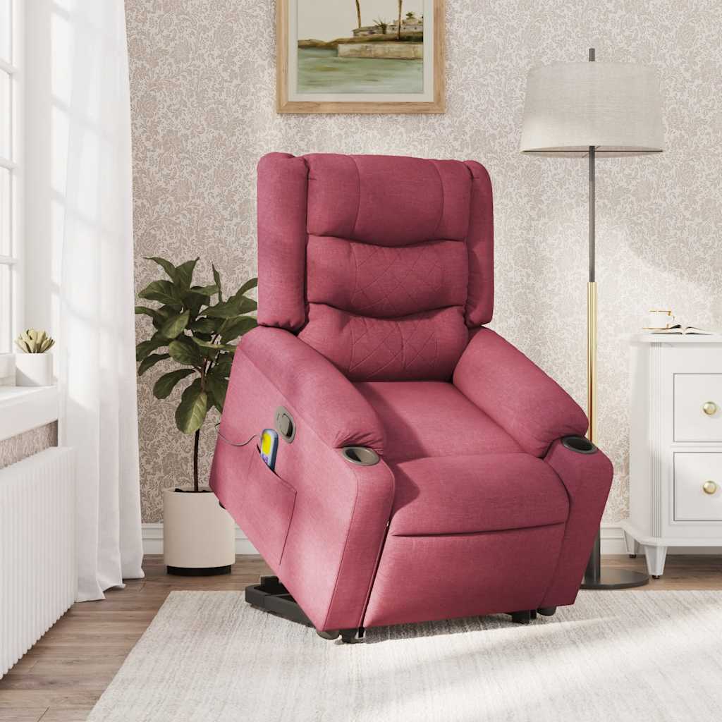 Fauteuil inclinable de massage Rouge bordeaux Tissu