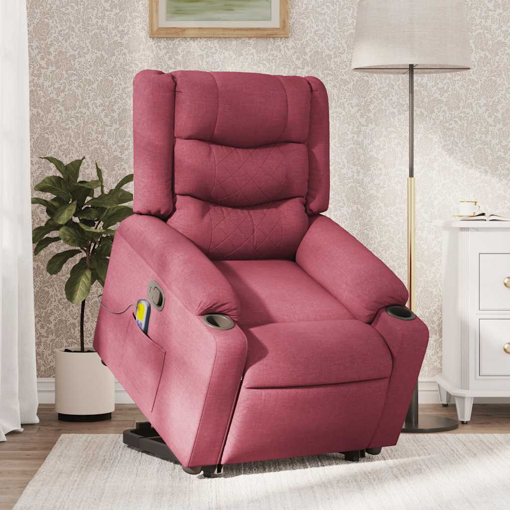 Fauteuil inclinable de massage Rouge bordeaux Tissu