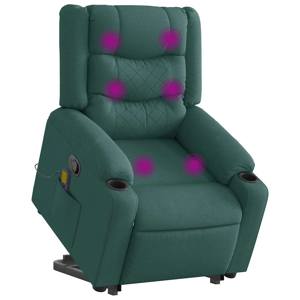 Fauteuil inclinable de massage Vert foncé Tissu