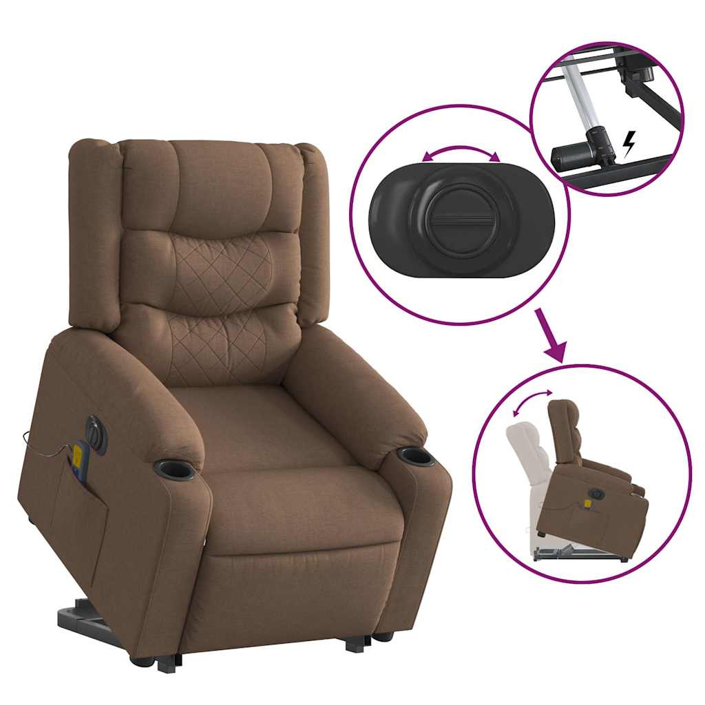 Fauteuil inclinable de massage électrique Marron Tissu