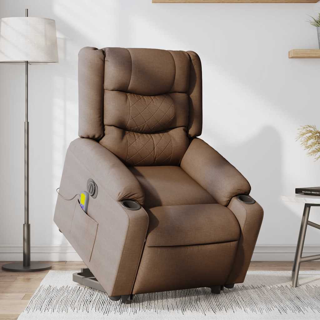 Fauteuil inclinable de massage électrique Marron Tissu