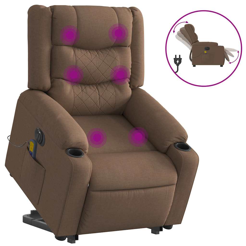 Fauteuil inclinable de massage électrique Marron Tissu