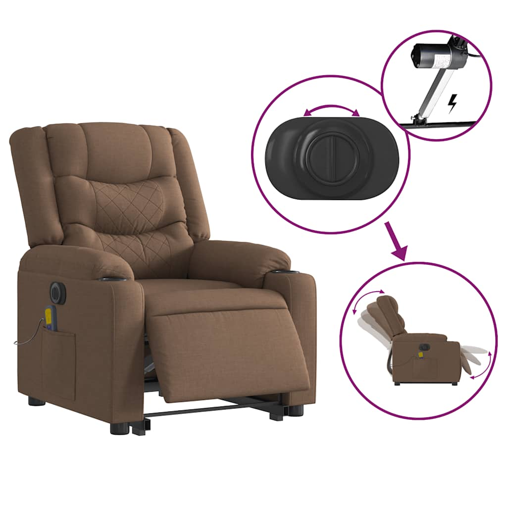 Fauteuil inclinable de massage électrique Marron Tissu