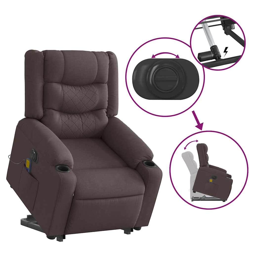 Fauteuil inclinable de massage électrique Marron foncé Tissu