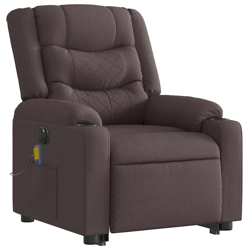 Fauteuil inclinable de massage électrique Marron foncé Tissu