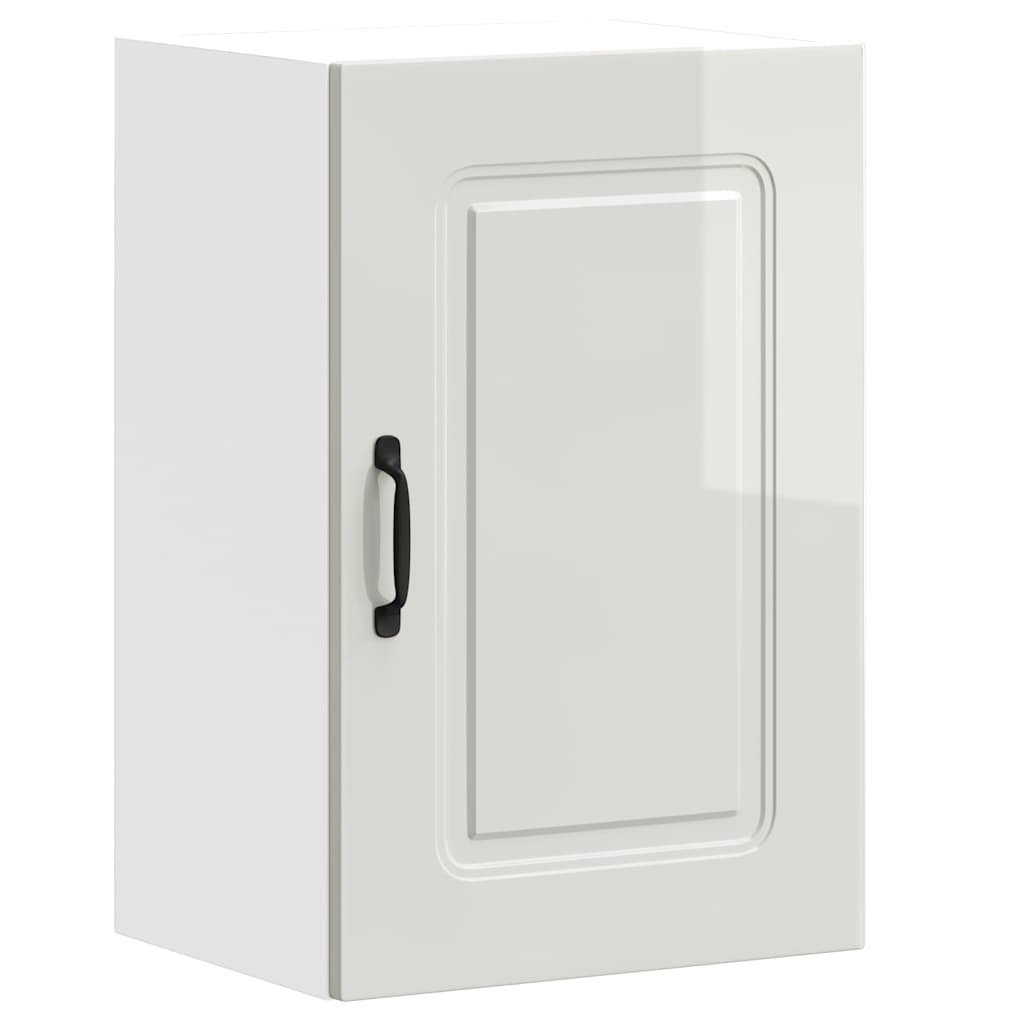 Armoire murale de cuisine Kalmar blanc brillant bois ingénierie