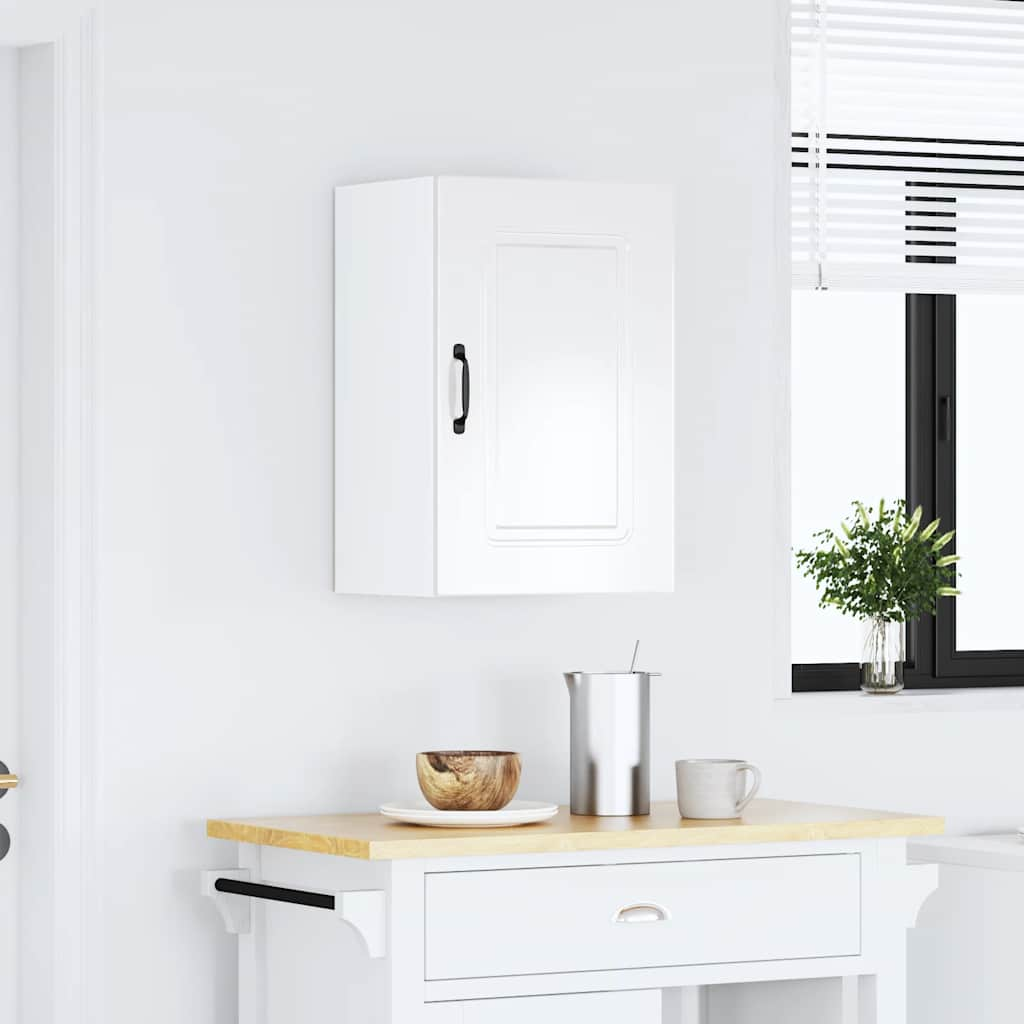 Armoire murale de cuisine Kalmar blanc brillant bois ingénierie