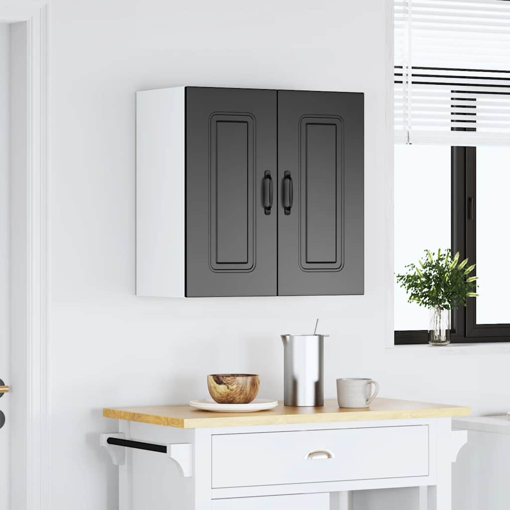 Armoire murale de cuisine Kalmar noir bois d'ingénierie