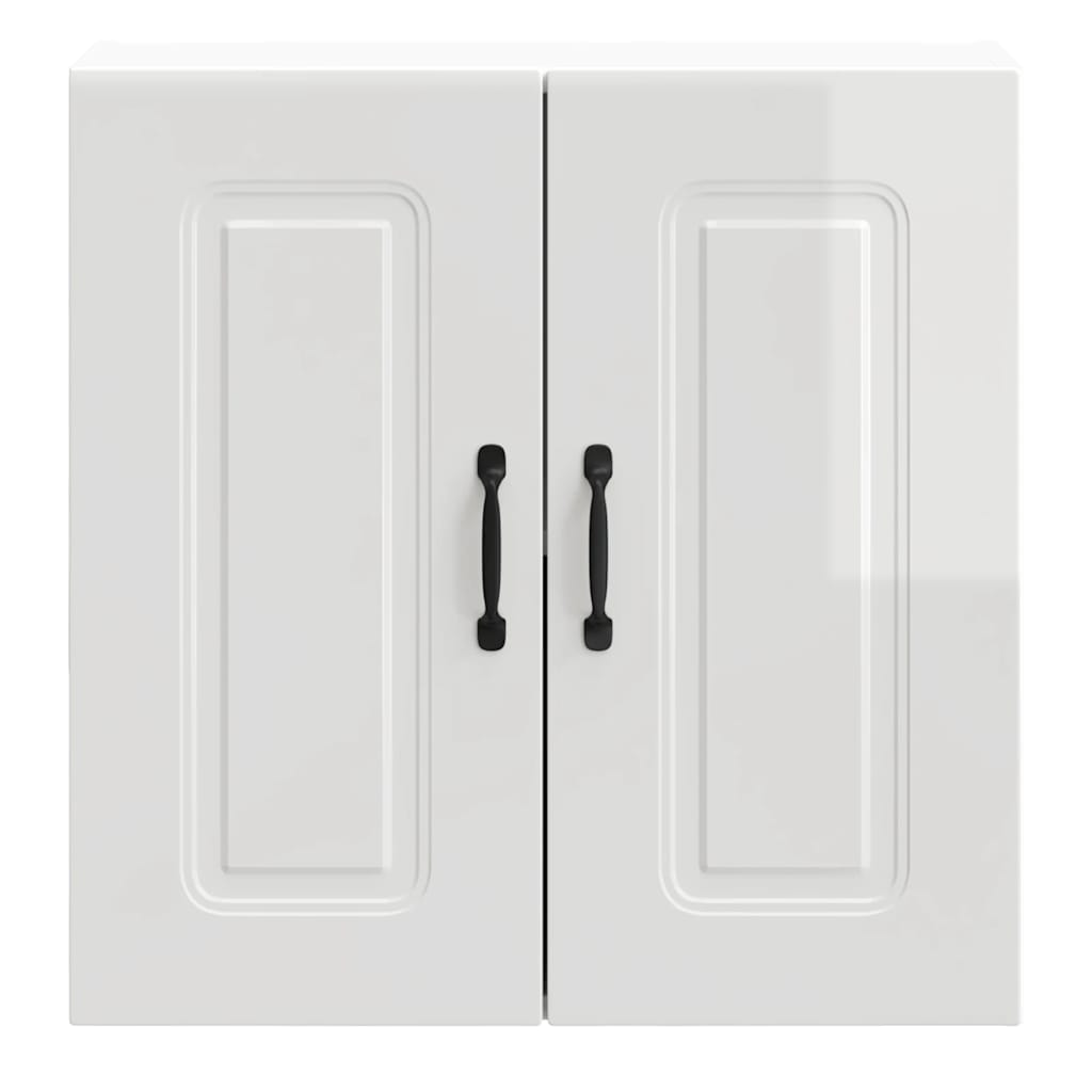 Armoire murale de cuisine Kalmar blanc brillant bois ingénierie