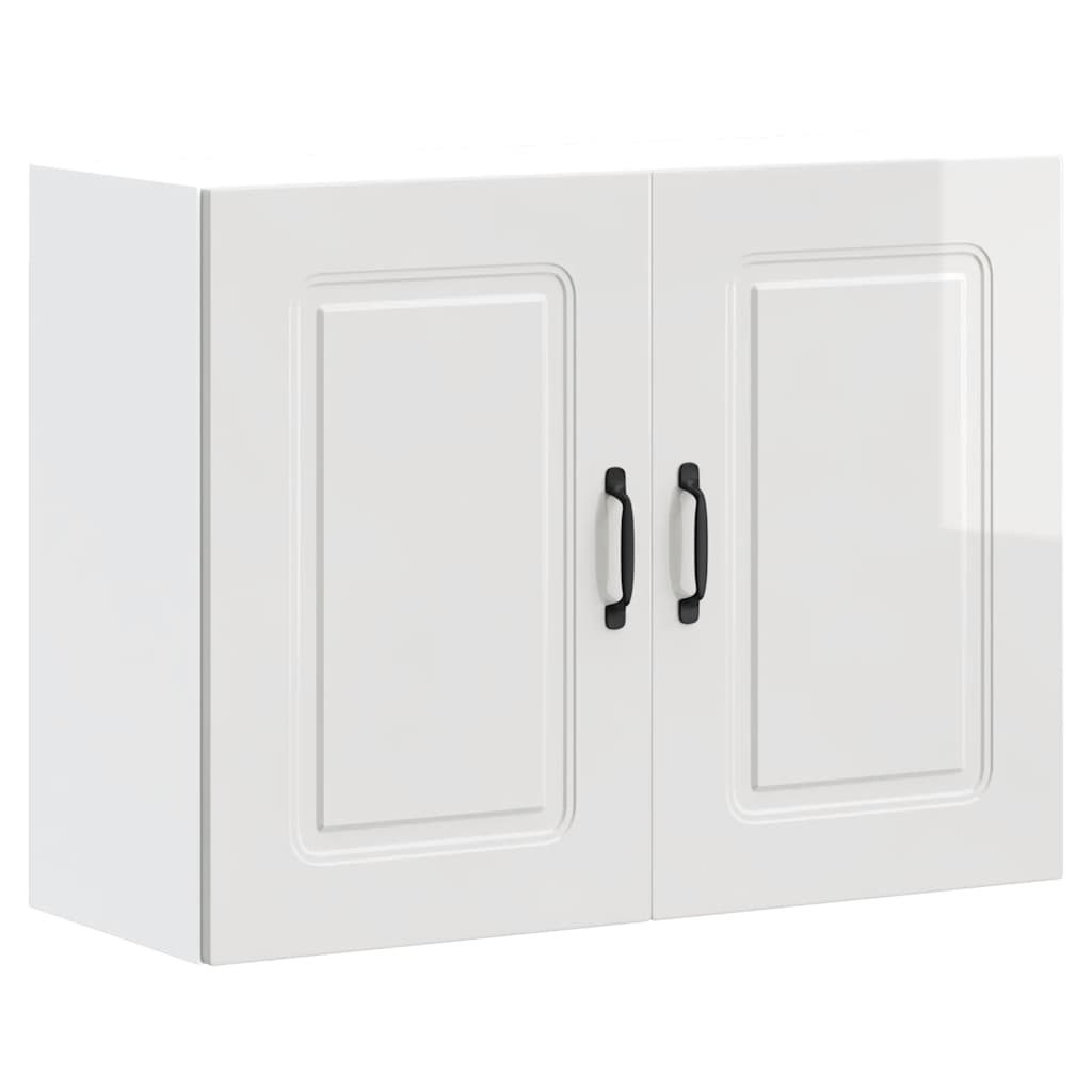 Armoire murale de cuisine Kalmar blanc brillant bois ingénierie