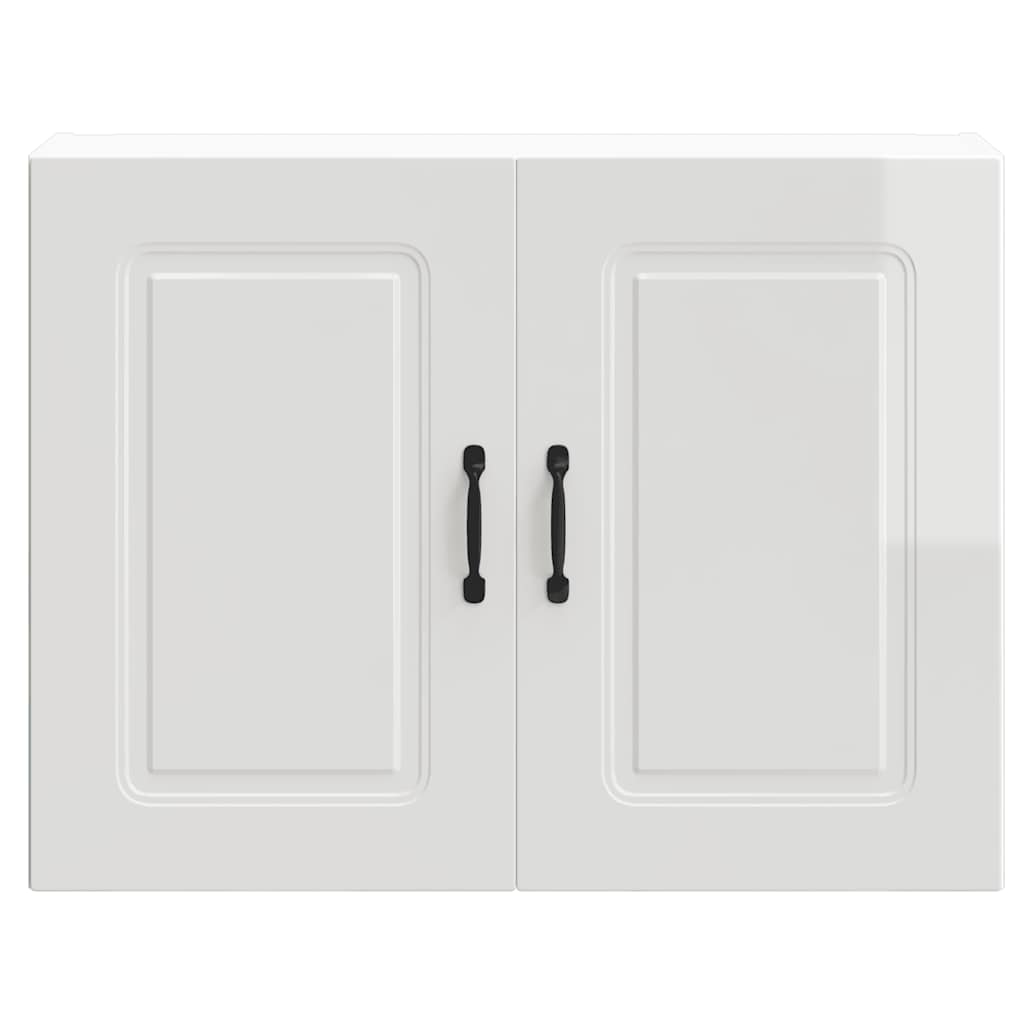 Armoire murale de cuisine Kalmar blanc brillant bois ingénierie