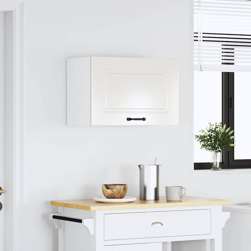 Armoire murale de cuisine Kalmar blanc brillant bois ingénierie