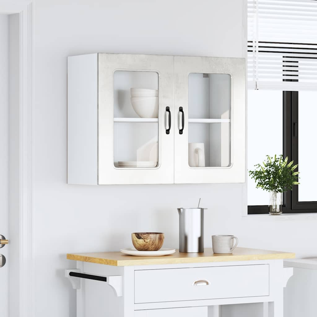 Armoire murale de cuisine avec porte en verre Kalmar gris béton