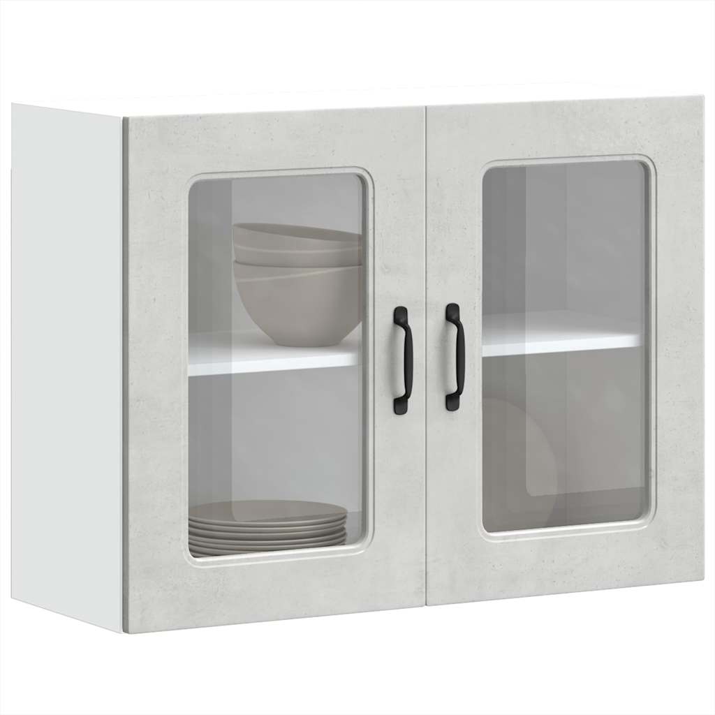 Armoire murale de cuisine avec porte en verre Kalmar gris béton