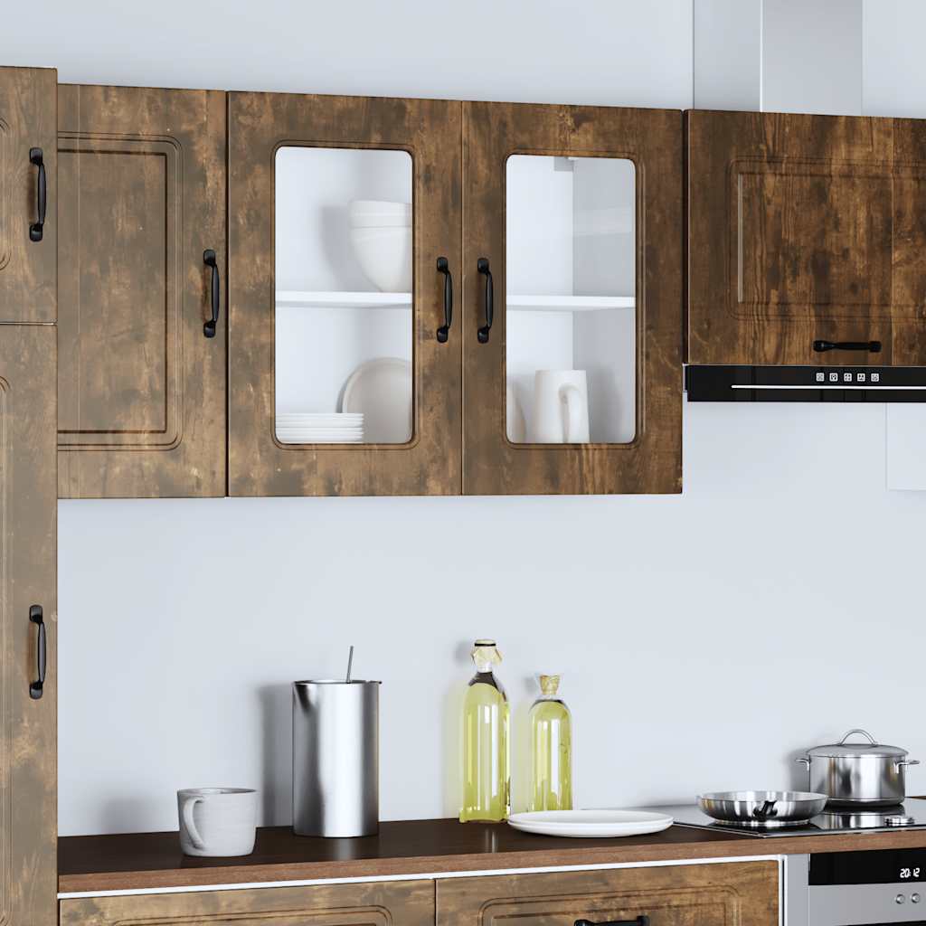 Kitchen wall cabinet with glass door Kalmar smoked oak